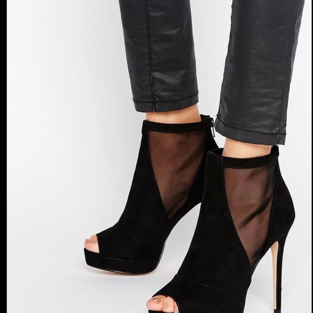Aldo Jaina Mesh Detail Peeptoe Ankle Heeled Boots
